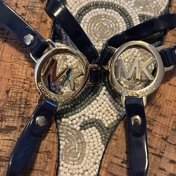 Michael Kors flip-flops navy blue and gold - Picture 3 of 4